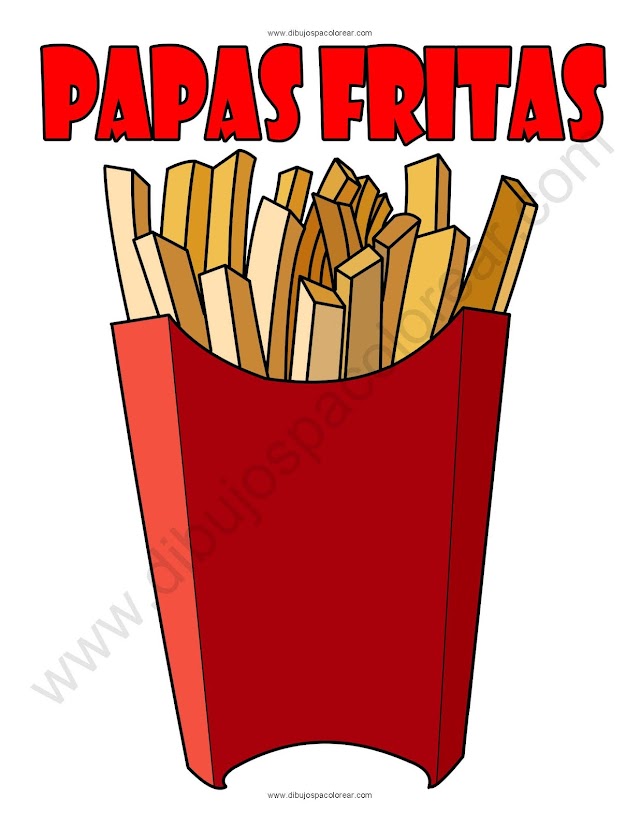 Papas Fritas dibujo a color y para colorear
